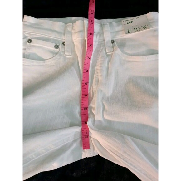 J.Crew Billie 9" demi-boot Mid-Rise Raw Hem Crop Jeans White Wash Size 24P NWT - Picture 11 of 12